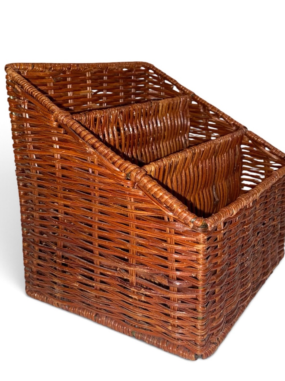 VINTAGE WICKER DESK ORGANIZER 3 Compartment Rattan/Wicker Design